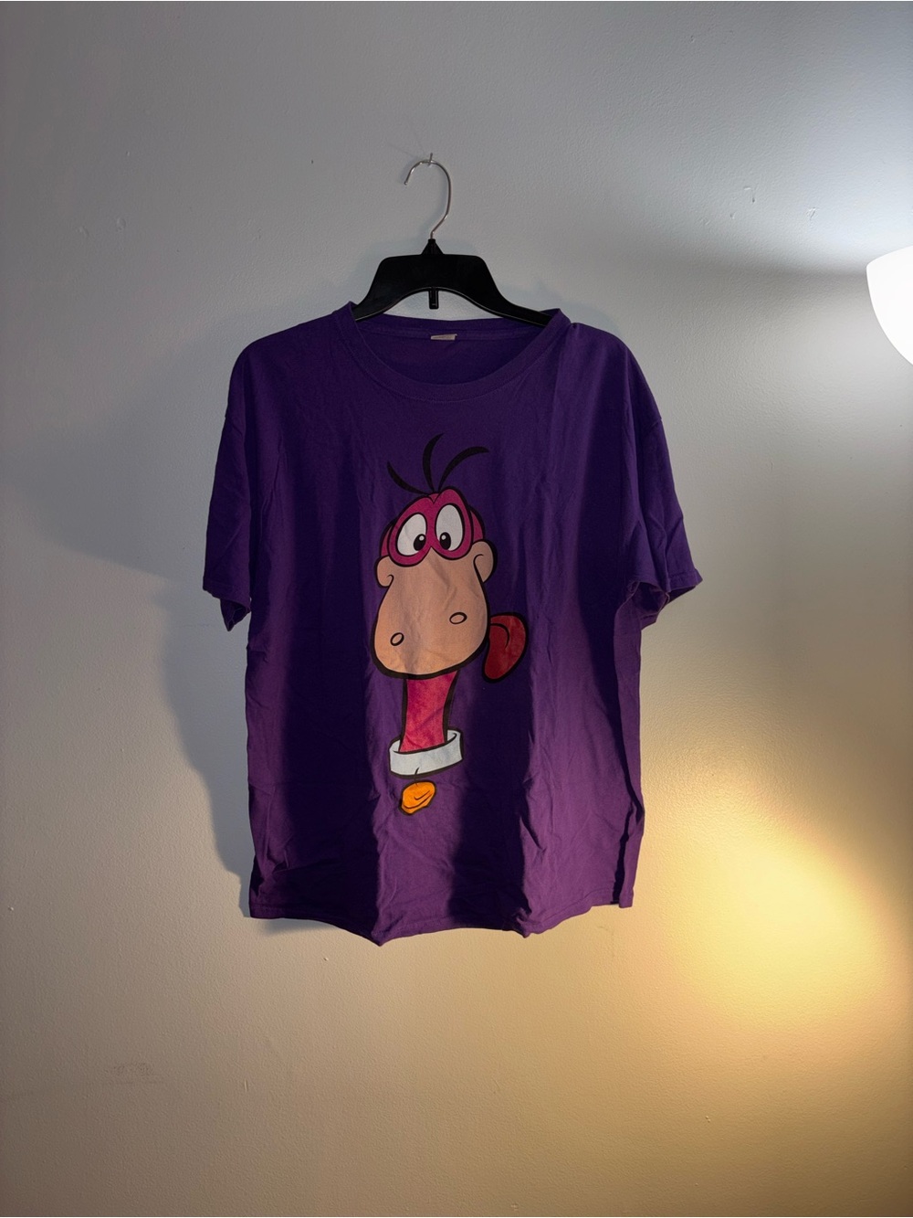 Purple Short-Sleeve Graphic Tee with Cartoon Character